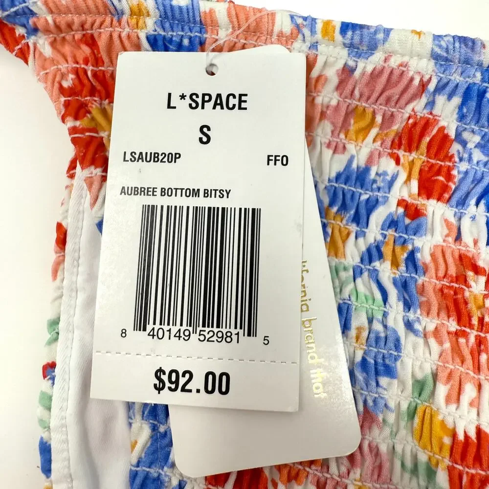 L*SPACE Aubree String Bikini Bottom In Floral Flowers Forever Size Small New